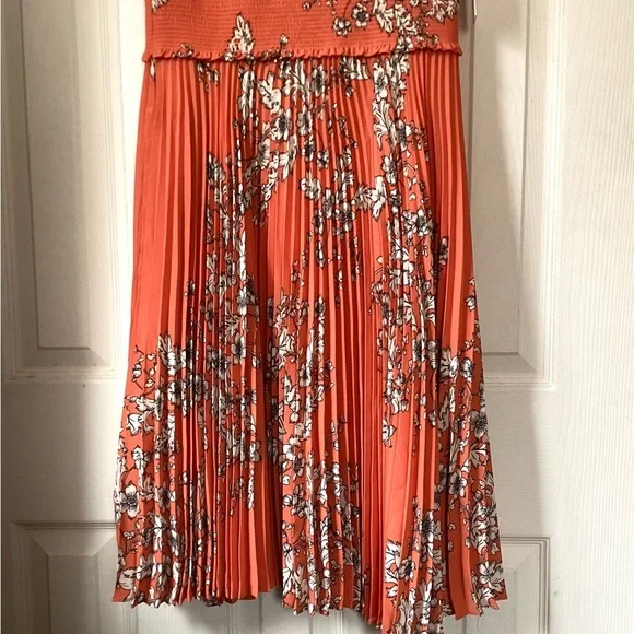 Nanette Lepore NWT Floral Mock Neck Sleeveless Smocked Midi Dress Size 14, 8 - Picture 7 of 9